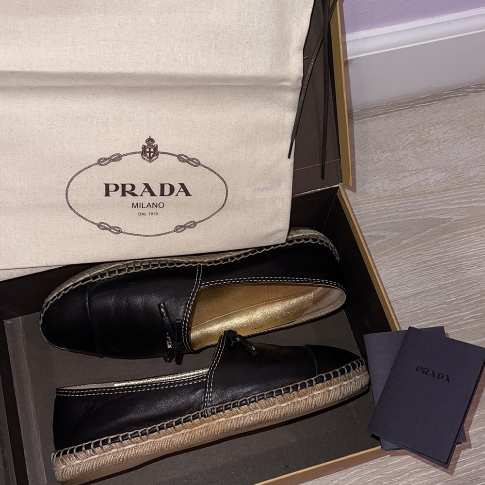 Authentic Prada Leather Espadrilles - image 1
